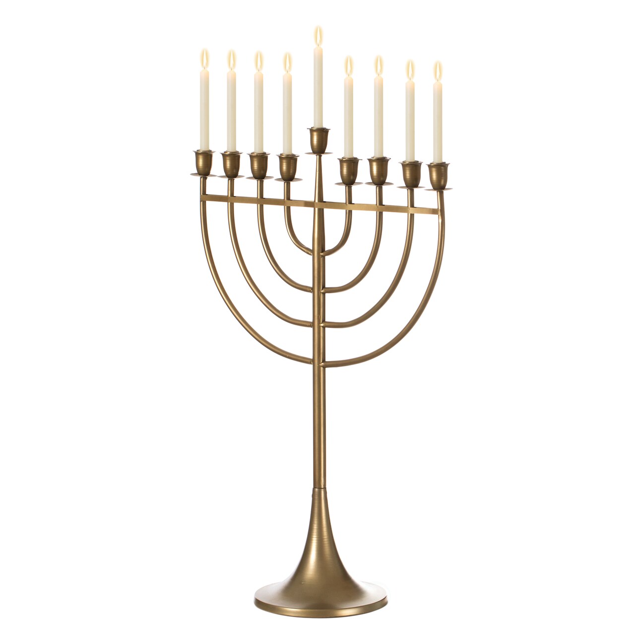 Modern Solid Metal Judaica Hanukkah Menorah 9 Branched Candelabra